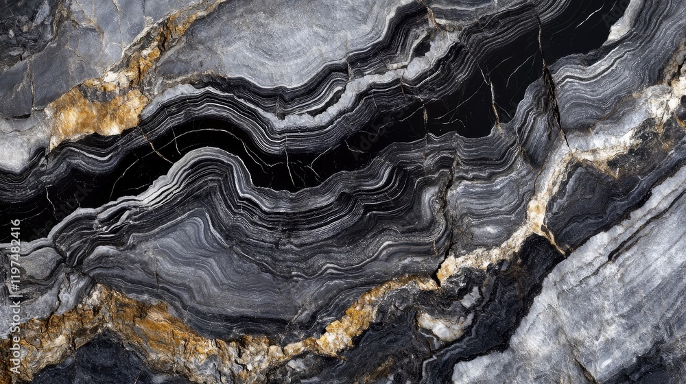 Black and gold marble stone texture with wavy patterns and natural veining Copy Space Black and gold marble stone texture with wavy patterns and natural veining Copy Space