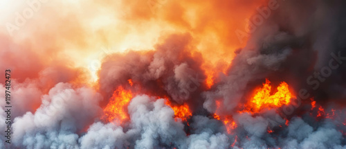 Wallpaper Mural Smoke billowing upward from fierce flames creates a chaotic and intense atmosphere Torontodigital.ca