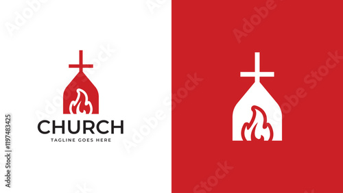  Chruch fire icon logo sign vector design illustration 