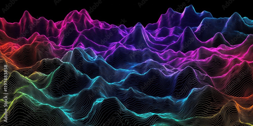 Obraz premium Aurora borealis-inspired wave lines with shifting colors.