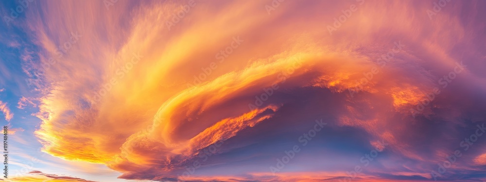 Dramatic sunset clouds with vibrant colors and unique formations providing Copy Space for text insertion Dramatic sunset clouds with vibrant colors and unique formations providing Copy Space for text insertion
