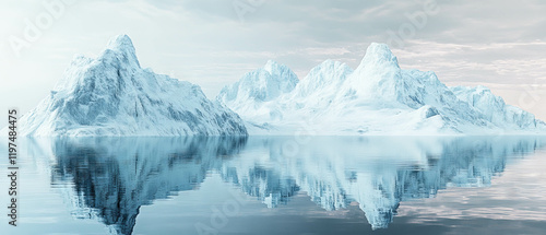 Wallpaper Mural Snow covered mountains reflect in a calm and serene fjord at dawn Torontodigital.ca