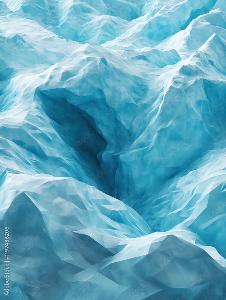 Obraz premium Creative turquoise polygonal mountains background. Technology concept. 3D Rendering