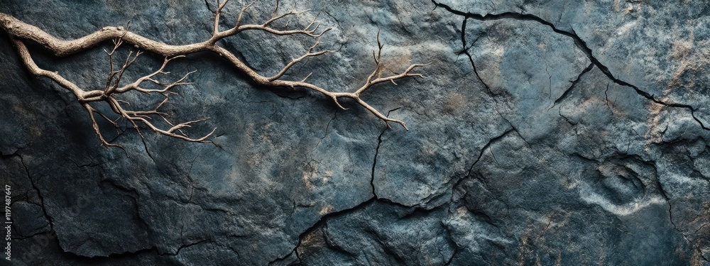 Cracked stone surface with intricate root pattern and textured details ideal for backgrounds with Copy Space Cracked stone surface with intricate root pattern and textured details ideal for backgrounds with Copy Space