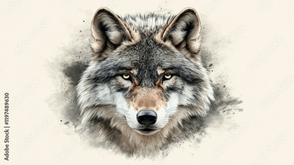A close-up portrait of a wolf with a watercolor effect, featuring its intense gaze and sharp features. A close-up portrait of a wolf with a watercolor effect, featuring its intense gaze and sharp features.