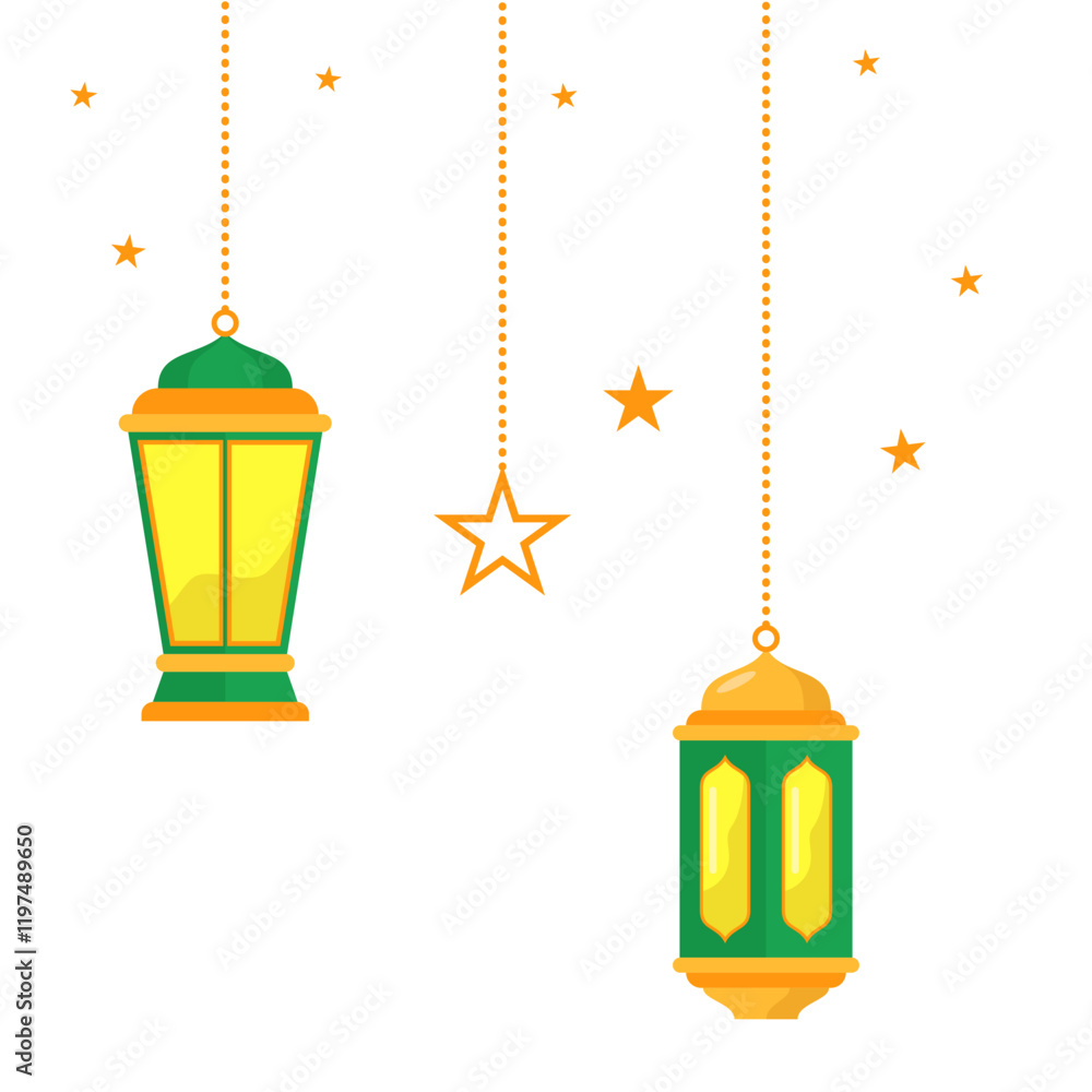 Decorative Islamic Lanterns with Stars Decorative Islamic Lanterns with Stars