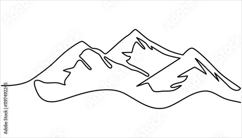 Minimalist mountain continuous one line drawing vector illustration