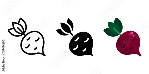 Beetroot red icon. Radish color sign. Sugar beet symbol. Root vegetable illustration. Healthy eating and dieting pictogram.