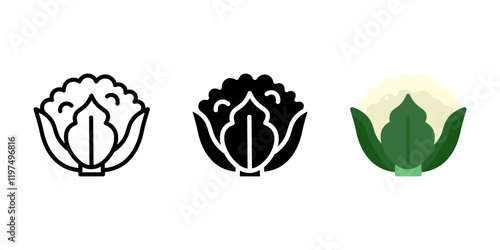 Cauliflower color icon. Cabbage pictogram. Crucifers vegetable sign. Healthy eating and dieting pictogram. Harvest crop icon.