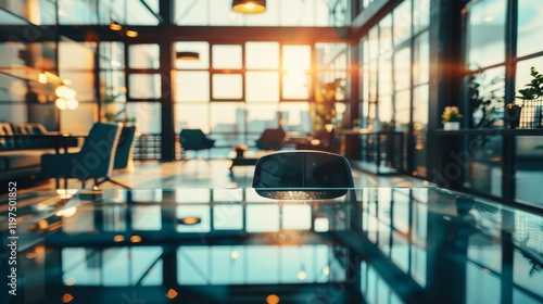 Corporate policy document on a sleek glass desk in a modern office setting, symbolizing professionalism and business clarity. Professional workplace and corporate governance concepts.