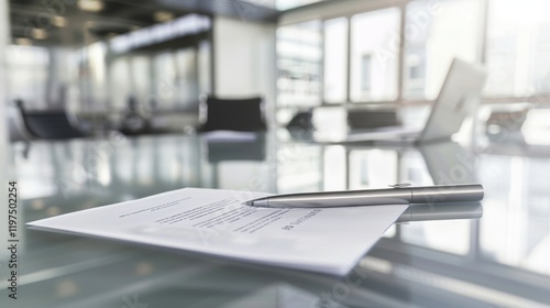 Wallpaper Mural Corporate policy document on a sleek glass desk in a modern office setting, symbolizing professionalism and business clarity. Professional workplace and corporate governance concepts. Torontodigital.ca