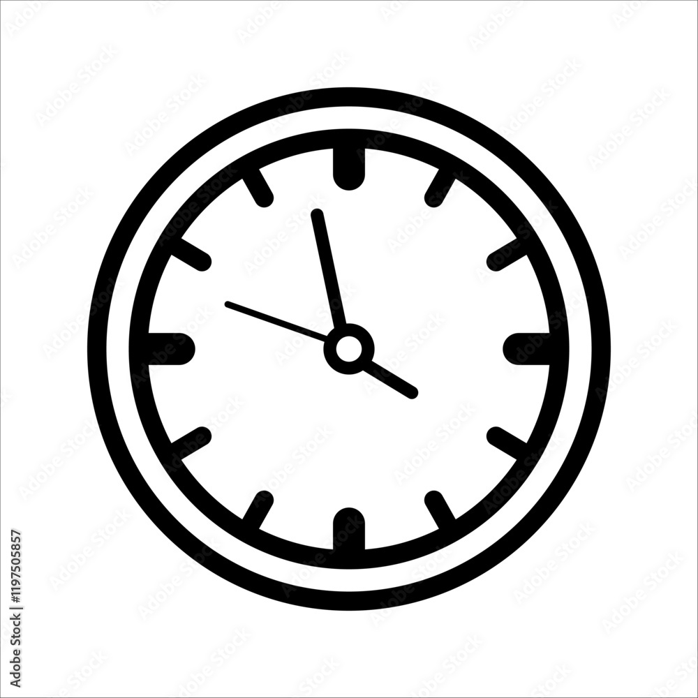 Wall clock. Simple wall clock. Minimalist watch. Classic design wall clock. Analog clock. Vector illustration Wall clock. Simple wall clock. Minimalist watch. Classic design wall clock. Analog clock. Vector illustration