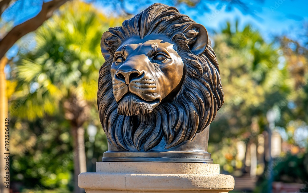 Majestic Bronze Lion Head Sculpture Outdoor Garden Statue Majestic Bronze Lion Head Sculpture Outdoor Garden Statue
