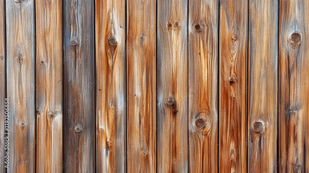 Naklejka premium Natural Wooden Plank Wall with Rich Textures and Warm Tones