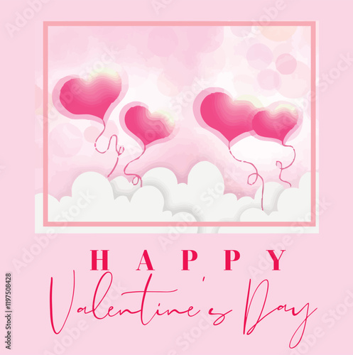 Valentine´s day greeting card or poster collection with hearts and textures in pink and red colors. Also useful as background. 