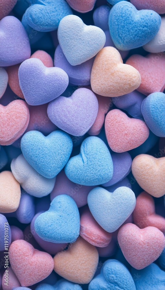 Fototapeta premium Pastel Valentines Texture of Love. Candy Hearts Photography, Soft Colorful Background