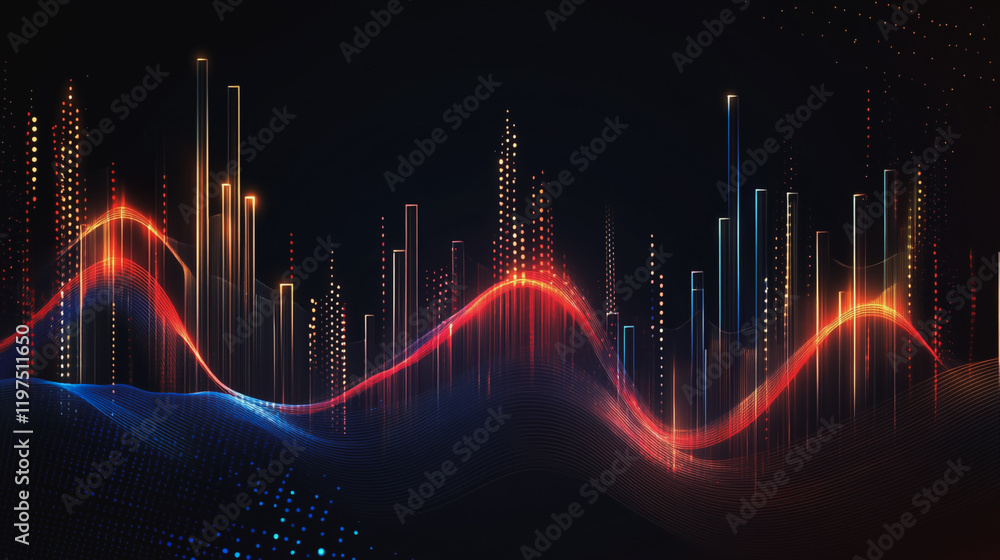 Abstract black background with Colorful charts and graphs with statistics to innovative analyze business potential and forecast future development of companies growth. Abstract black background with Colorful charts and graphs with statistics to innovative analyze business potential and forecast future development of companies growth.