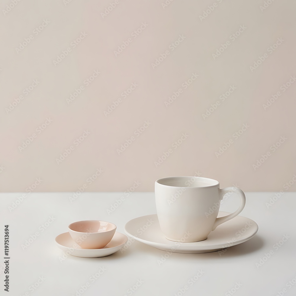 Fototapeta premium Minimalist Still Life with Steaming Teacup