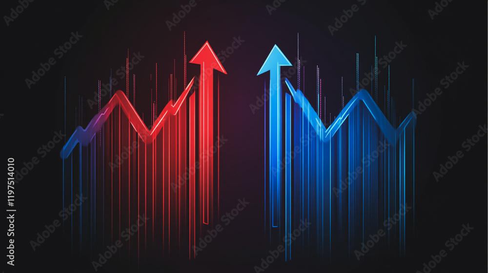 Fototapeta premium Abstract black background with Colorful charts and graphs with statistics to innovative analyze business potential and forecast future development of companies growth.