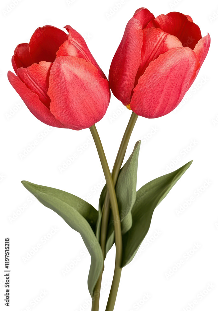Naklejka premium PNG Two red tulips flower illustration arrangement.
