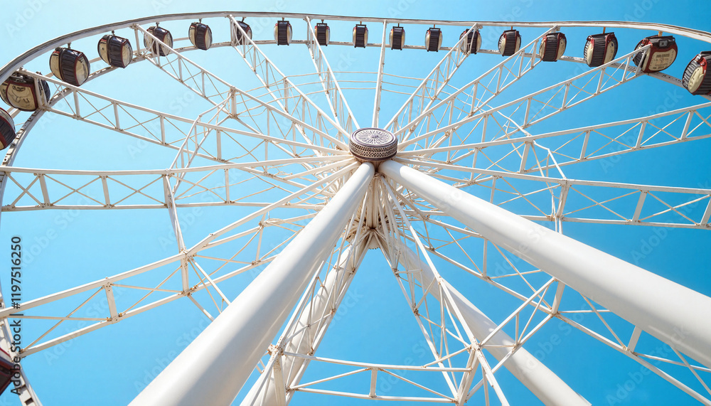 Obraz premium Giant Ferris wheel towering above amusement park, joyful excitement