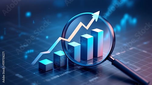 Growth strategy business graph analysis concept on finance chart data diagram 3d background of digital financial technology stock market or investment trade report and success profit money management.