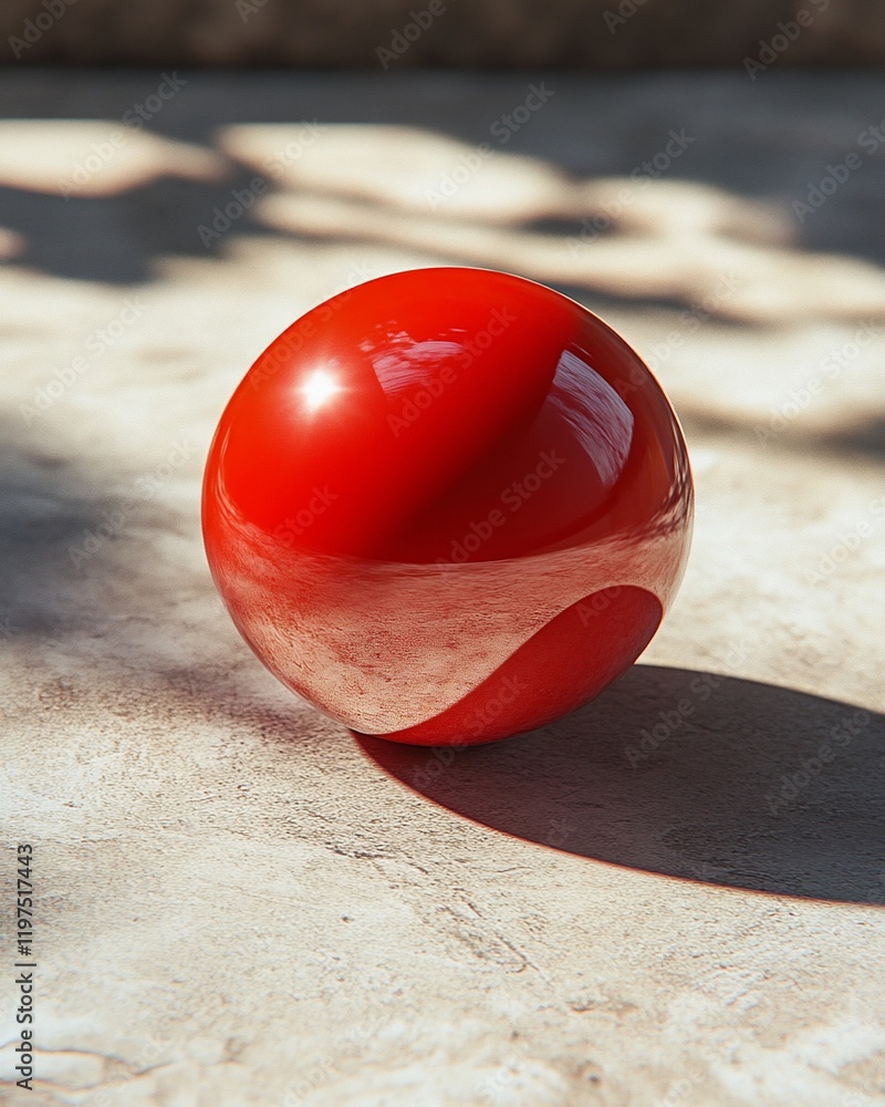 Red sphere, sunlit surface, shadow, abstract, stock photo Red sphere, sunlit surface, shadow, abstract, stock photo