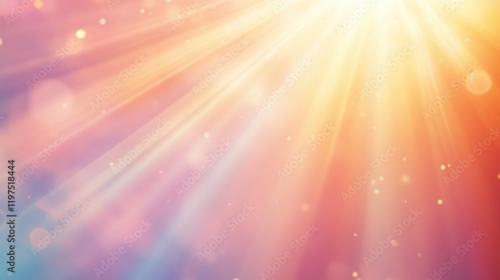 Soft Radiant Light Rays with Colorful Bokeh Effects in Background Soft Radiant Light Rays with Colorful Bokeh Effects in Background