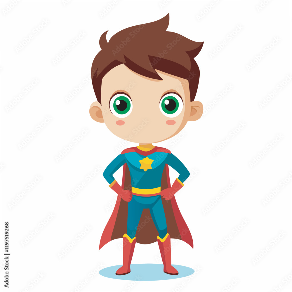 Cute superhero boy full height vector illustration cartoon Cute superhero boy full height vector illustration cartoon