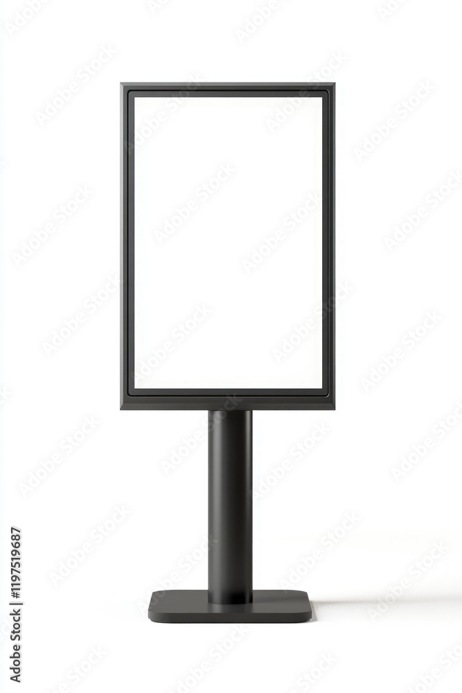 Empty frame on a black stand for presentations or artwork.