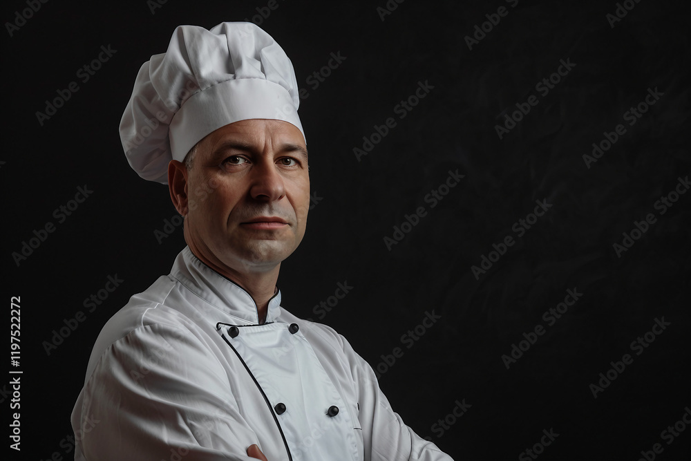 Photo of confident chef cooking on restaurant kitchen generative AI Photo of confident chef cooking on restaurant kitchen generative AI