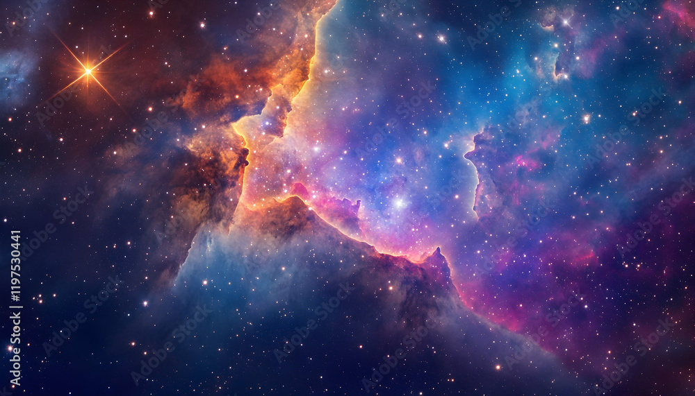 Fototapeta premium Astronaut floating amidst vibrant galaxies and glowing nebulae -