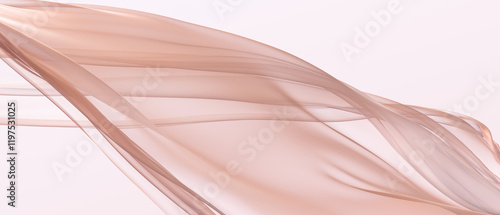 Abstract 3d rendering background beige fabric texture. Soft and gentle flowing veil for beauty or luxury themed projects
