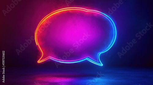 Quote speech bubble abstract laser neon frame background. Vector design photo