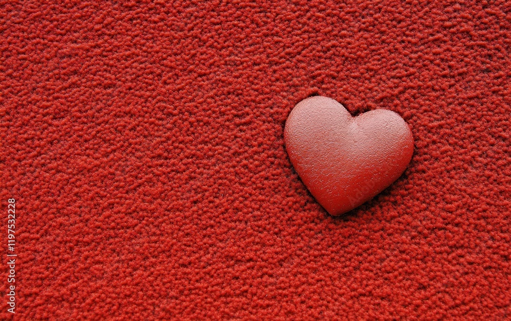 A vibrant red heart rests gracefully on a matching red surface, symbolizing love and passion in a warm, inviting embrace. A vibrant red heart rests gracefully on a matching red surface, symbolizing love and passion in a warm, inviting embrace.
