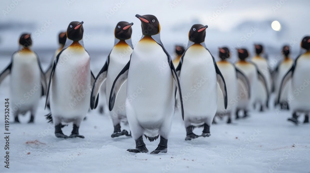 Obraz premium Penguins Marching Across the Frozen Tundra