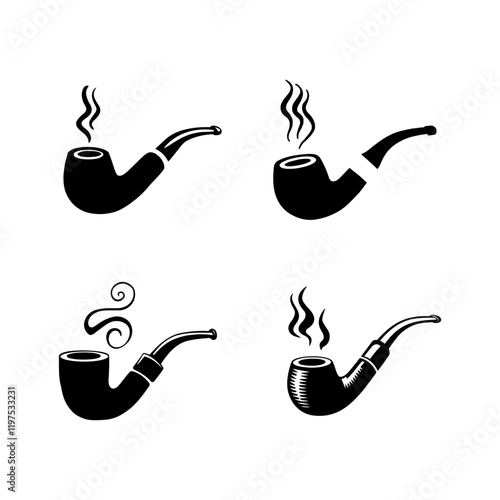 Vintage Smoking Pipes in a Set of Four