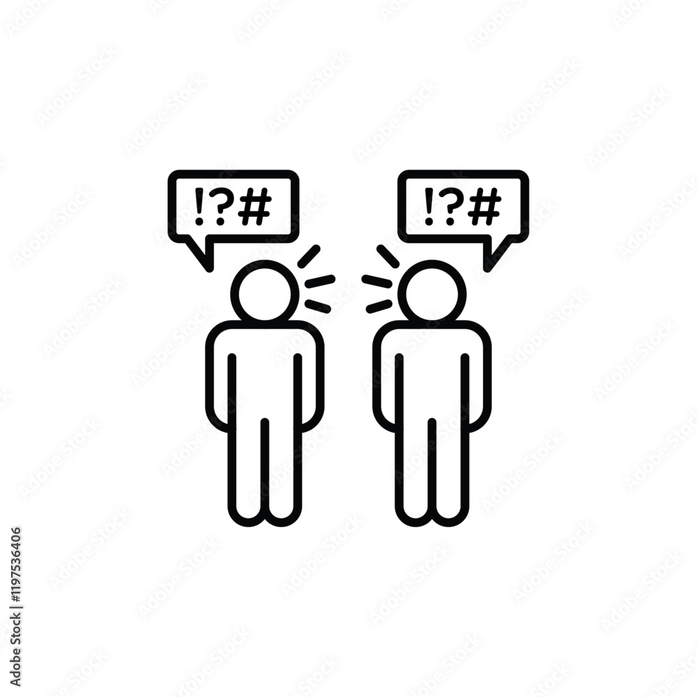 Angry people conflicts icon Flat fill set collection Angry people conflicts icon Flat fill set collection