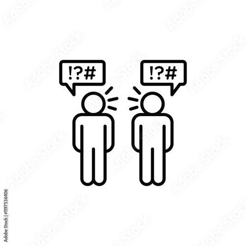 Angry people conflicts icon Flat fill set collection