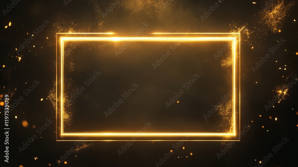 Obraz premium Golden Frame with Sparkling Dust Background - Elegant Graphic Design