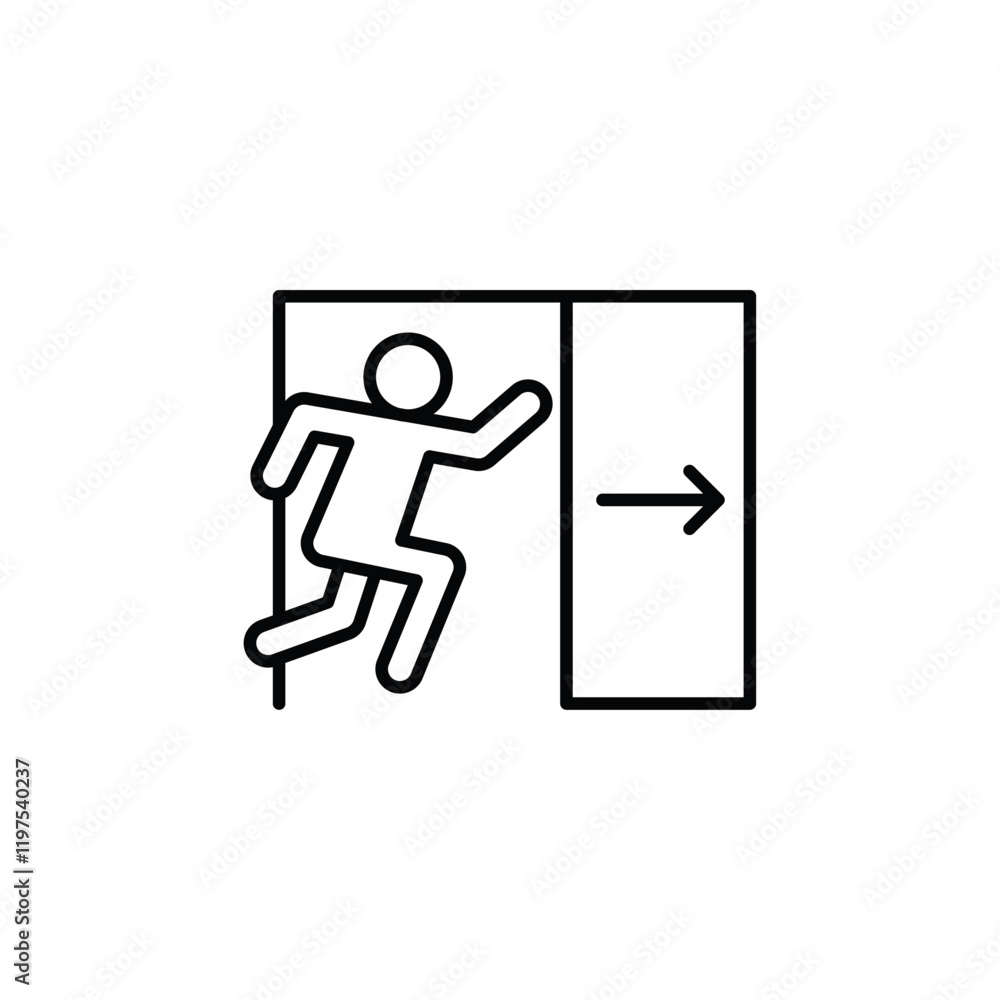 Emergency exit icon Flat fill set collection Emergency exit icon Flat fill set collection