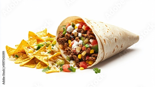 Delicious Burrito and Nachos Design for Food Lovers | Wide Angle Centered Composition