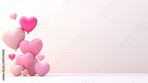 Wallpaper Mural Beautiful Collection of Pink Heart-Shaped Balloons with Different Shades and Sizes on Light Background for Romantic Celebrations and Decorations Torontodigital.ca
