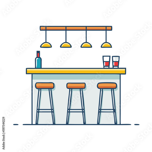 bar counter with stools icon, bar counter with stools vector illustration-simple illustration of bar counter with stools, perfect for bar counter with stools logos and themed design 