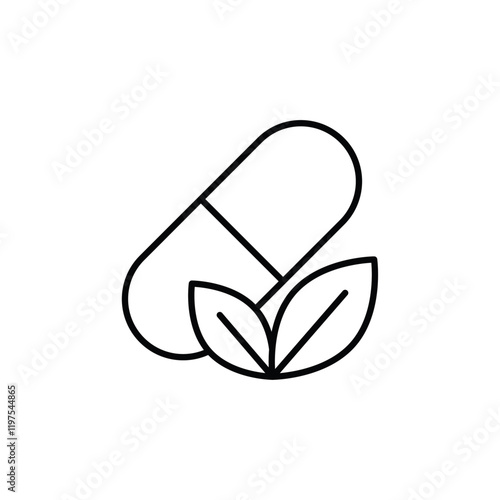 Natural medicine icon Flat fill set collection