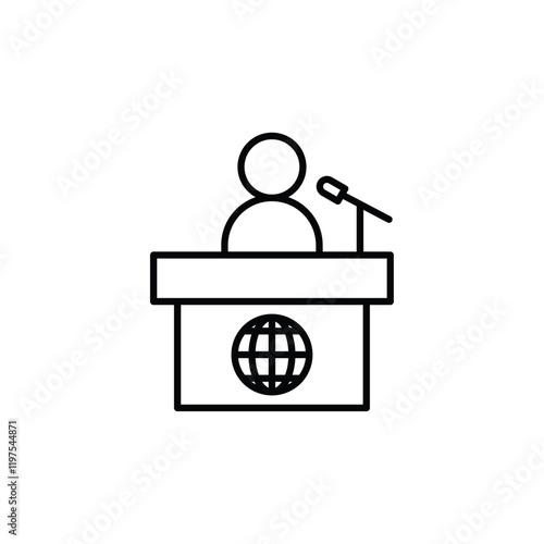 News presenter on TV Show icon Flat fill set collection