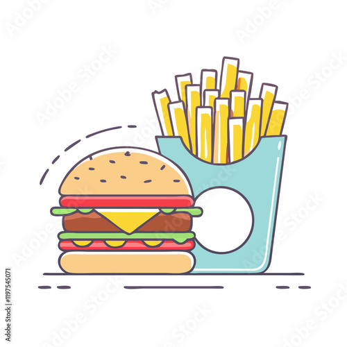 burger and fries combo icon, burger and fries combo vector illustration-simple illustration of burger and fries combo, perfect for burger and fries combo logos and themed design 