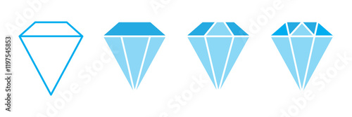 Diamond icon Flat art illustration in outline