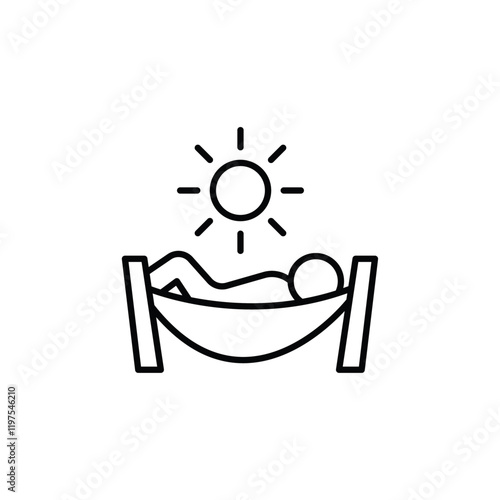 Person relaxing on hammock icon Flat fill set collection