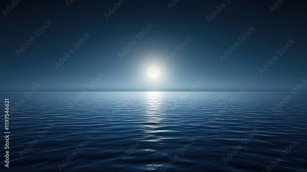 Serene Moonlit Ocean Landscape Under a Starlit Night Sky Serene Moonlit Ocean Landscape Under a Starlit Night Sky